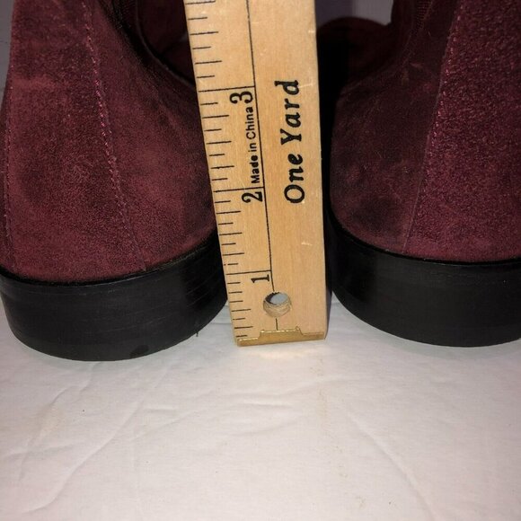 Ron Tomson EU 45 US 12.5 Burgundy Suede Leather Pull On Chelsea Boots MSRP $300